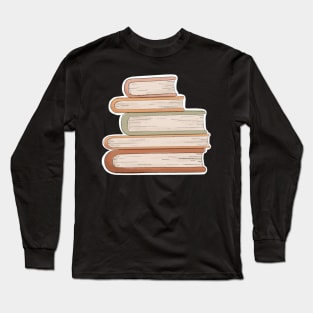 Cozy Stack of Books Illustration Long Sleeve T-Shirt